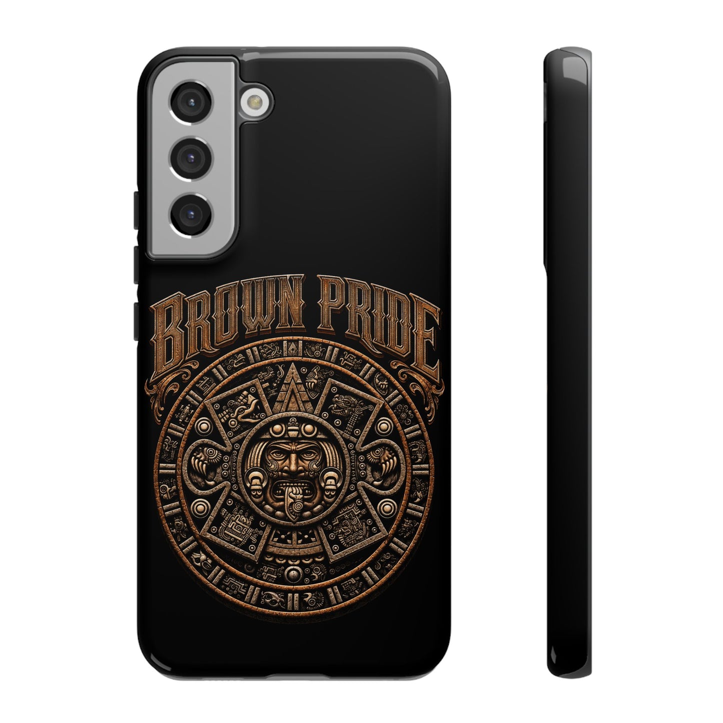 Brown Pride Aztec Calendar Illustration Phone Case | Protective Tough Case