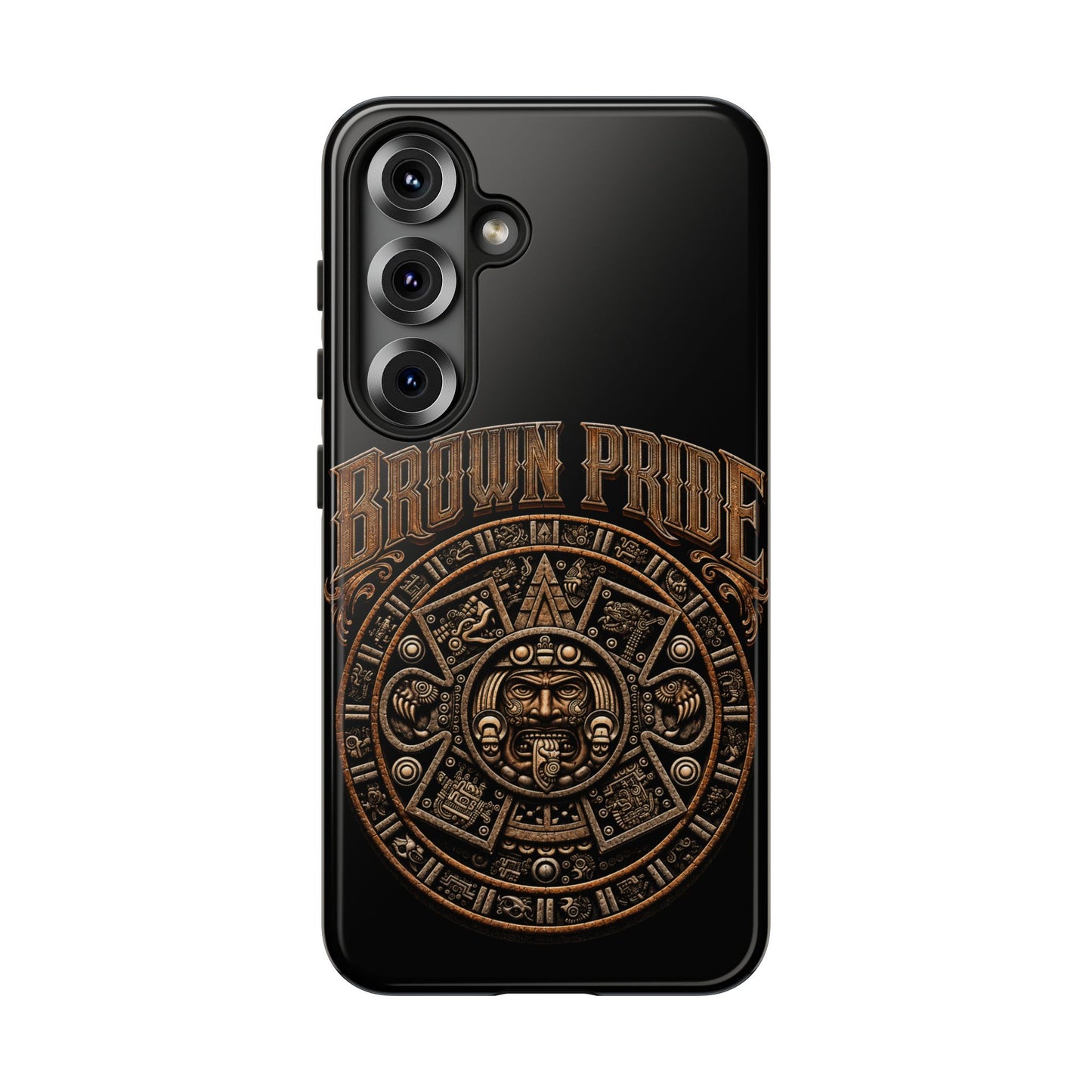 Brown Pride Aztec Calendar Illustration Phone Case | Protective Tough Case