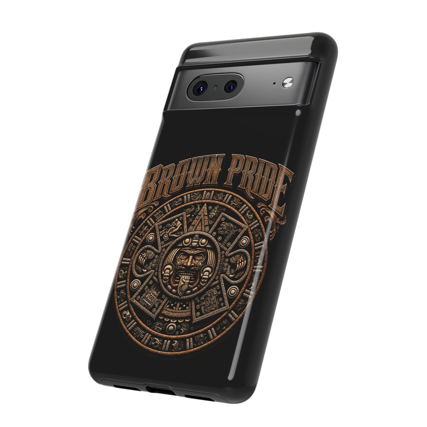 Brown Pride Aztec Calendar Illustration Phone Case | Protective Tough Case
