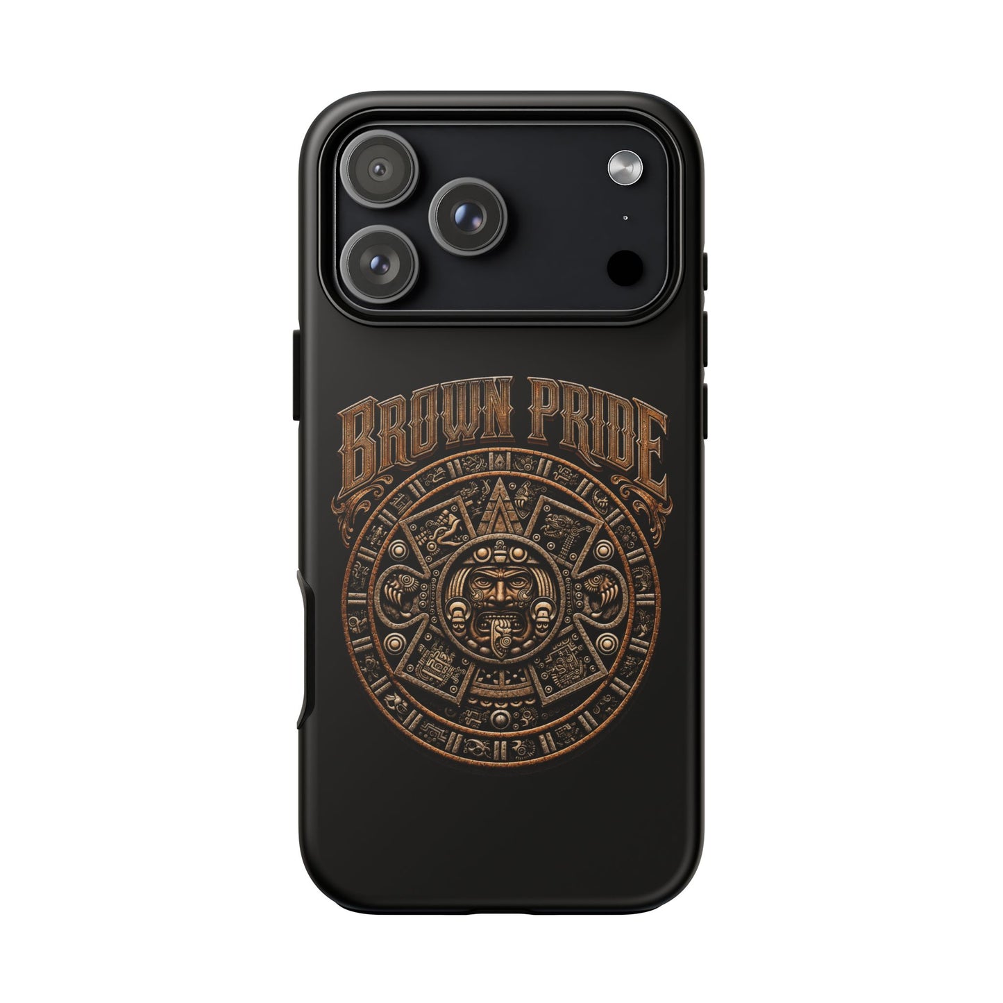 Brown Pride Aztec Calendar Illustration Phone Case | Protective Tough Case