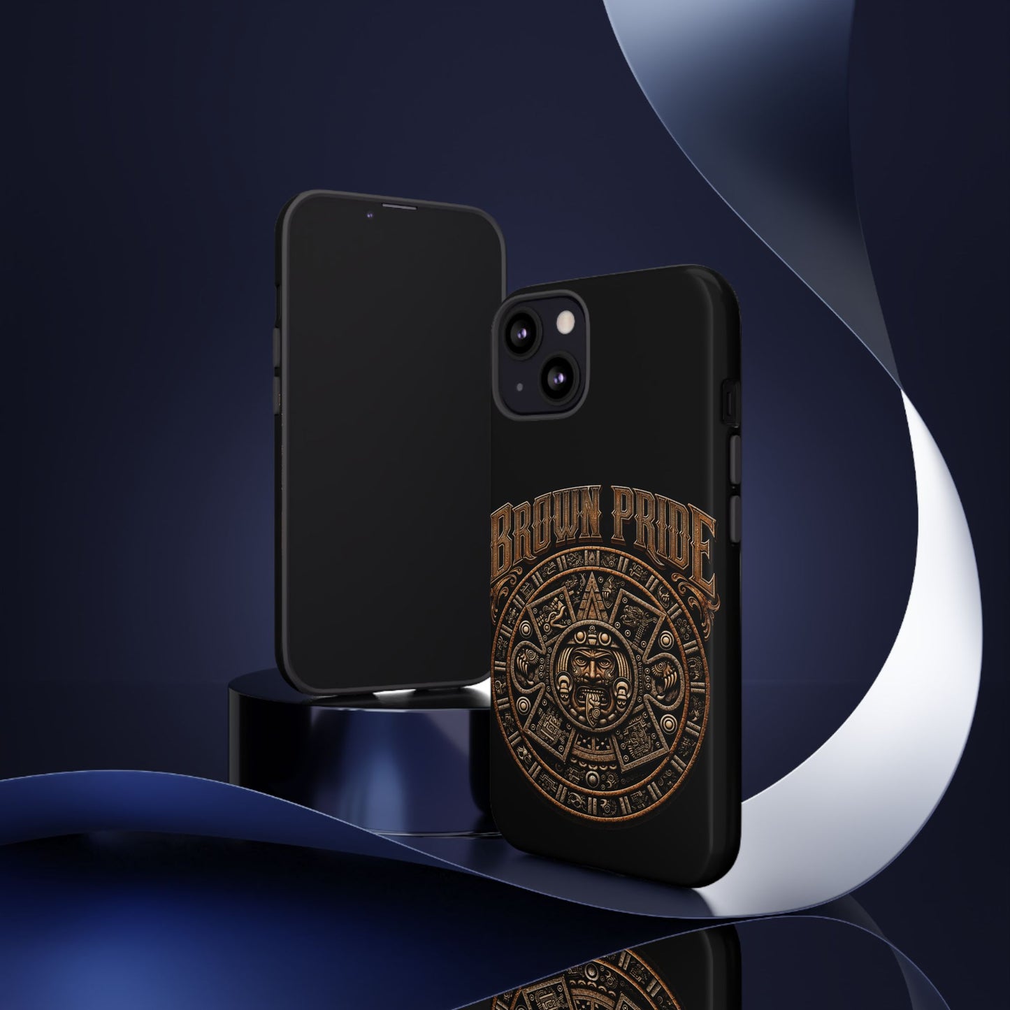 Brown Pride Aztec Calendar Illustration Phone Case | Protective Tough Case