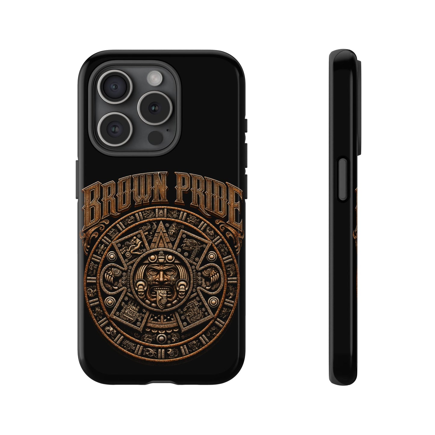 Brown Pride Aztec Calendar Illustration Phone Case | Protective Tough Case