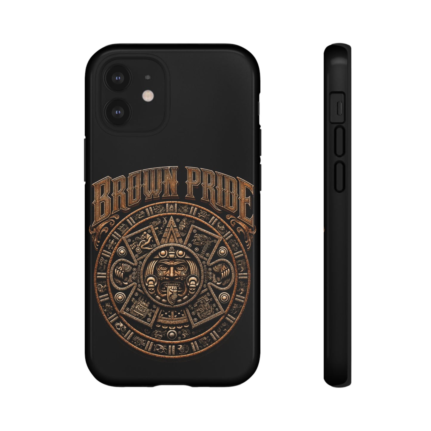 Brown Pride Aztec Calendar Illustration Phone Case | Protective Tough Case