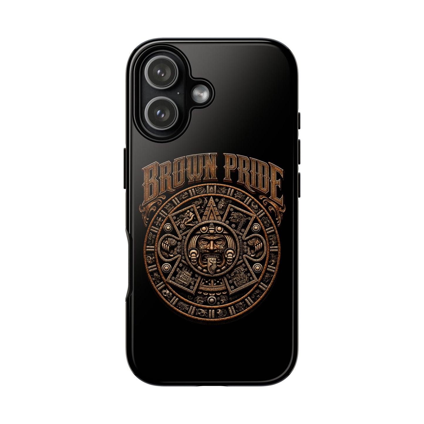 Brown Pride Aztec Calendar Illustration Phone Case | Protective Tough Case
