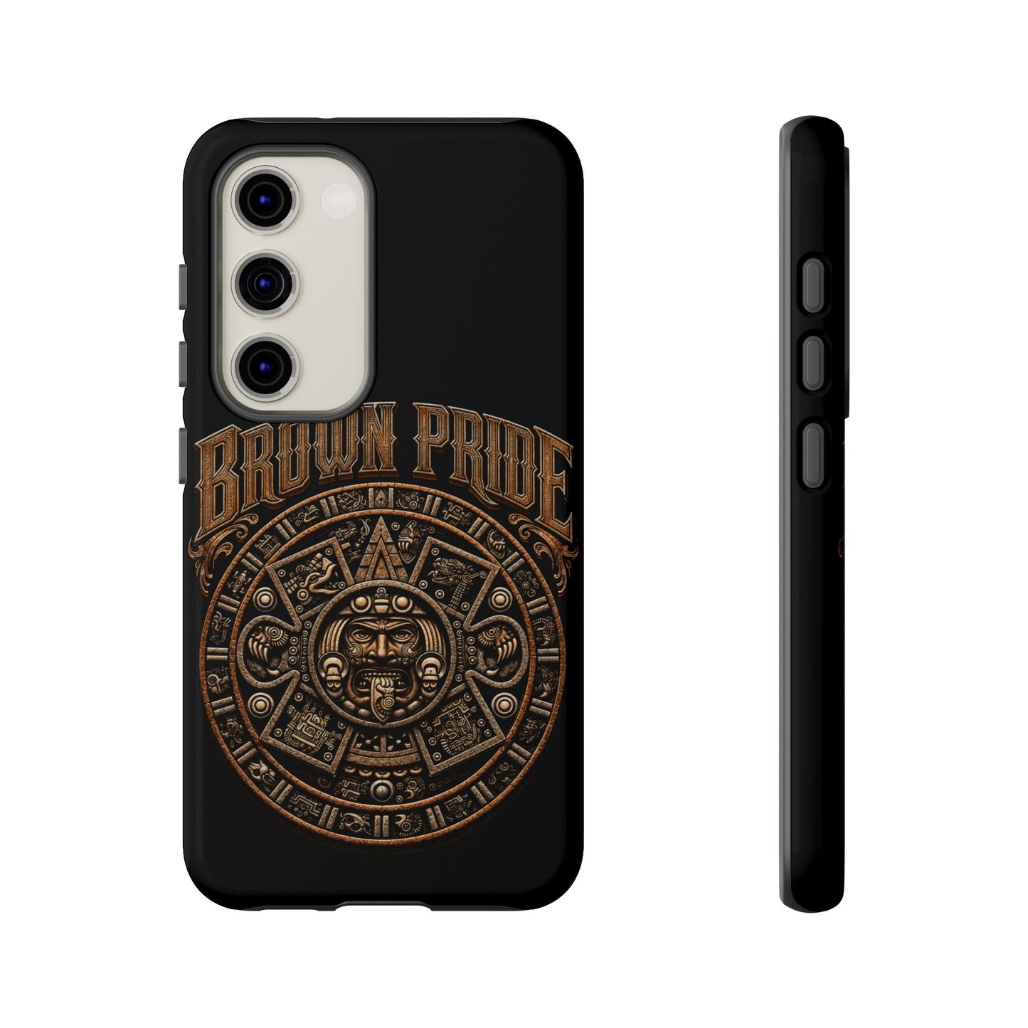 Brown Pride Aztec Calendar Illustration Phone Case | Protective Tough Case