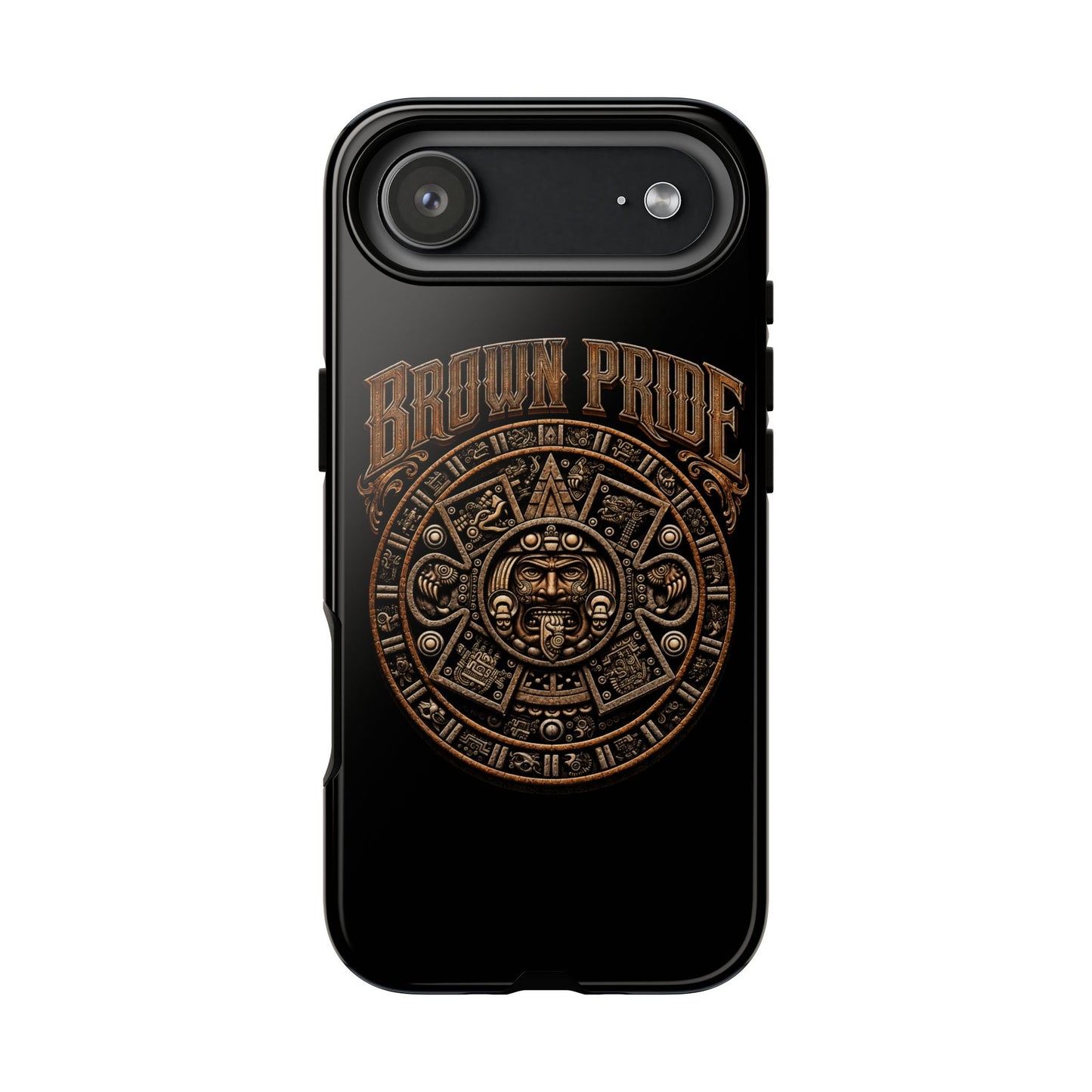 Brown Pride Aztec Calendar Illustration Phone Case | Protective Tough Case