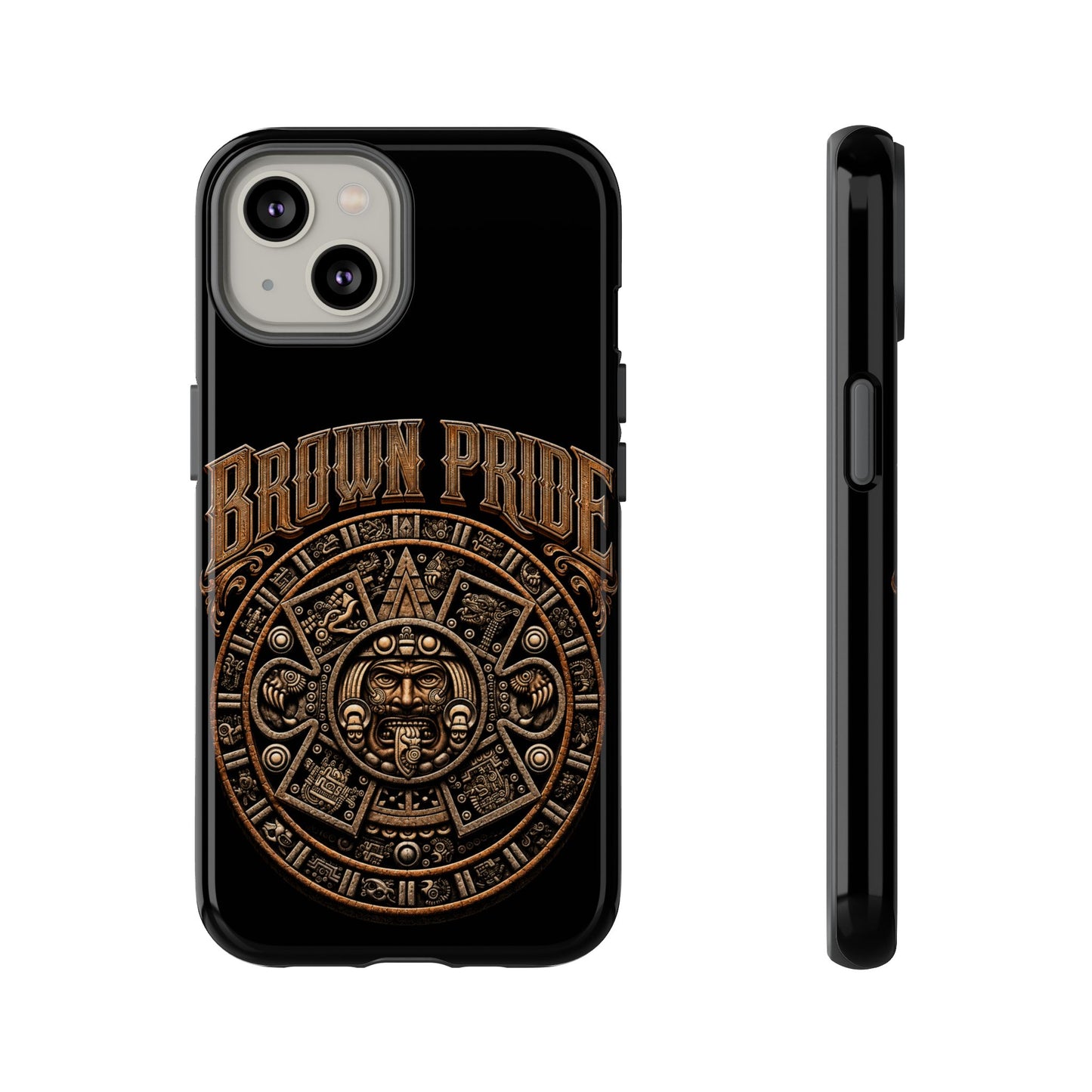 Brown Pride Aztec Calendar Illustration Phone Case | Protective Tough Case