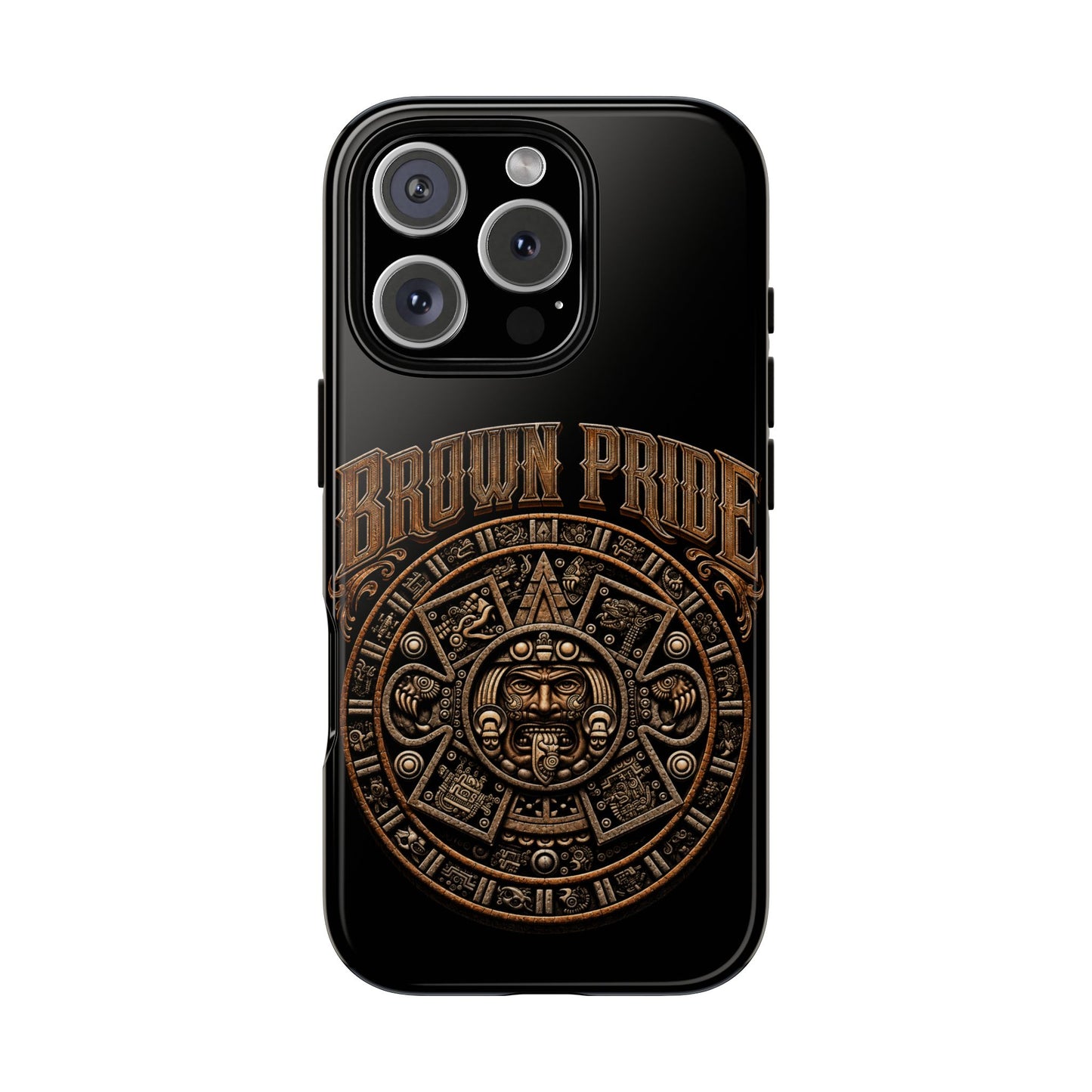 Brown Pride Aztec Calendar Illustration Phone Case | Protective Tough Case