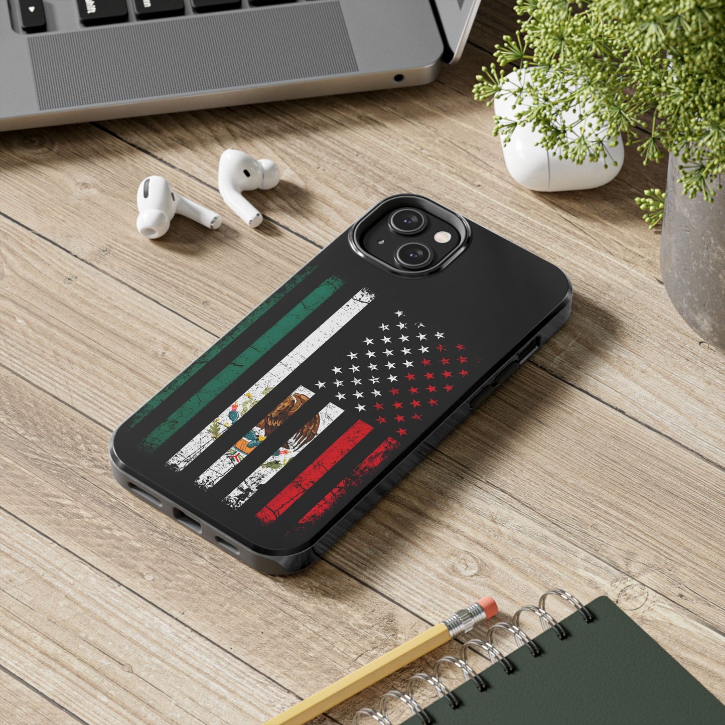 Mexican American  Distressed US–Mexico Flag Design Tough Phone Case
