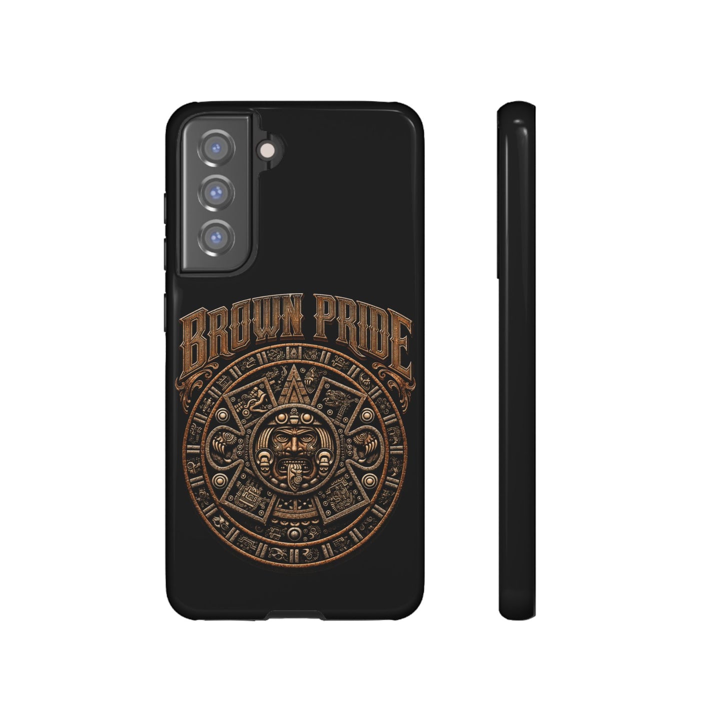 Brown Pride Aztec Calendar Illustration Phone Case | Protective Tough Case