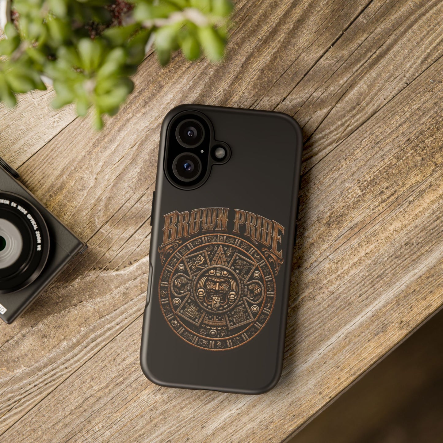 Brown Pride Aztec Calendar Illustration Phone Case | Protective Tough Case