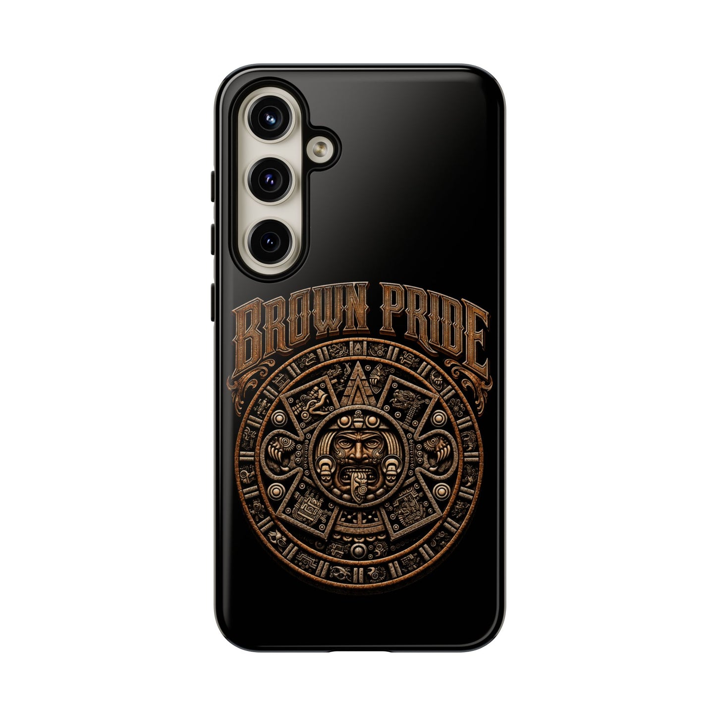 Brown Pride Aztec Calendar Illustration Phone Case | Protective Tough Case