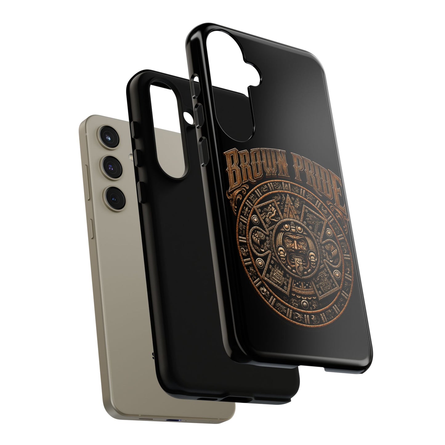 Brown Pride Aztec Calendar Illustration Phone Case | Protective Tough Case