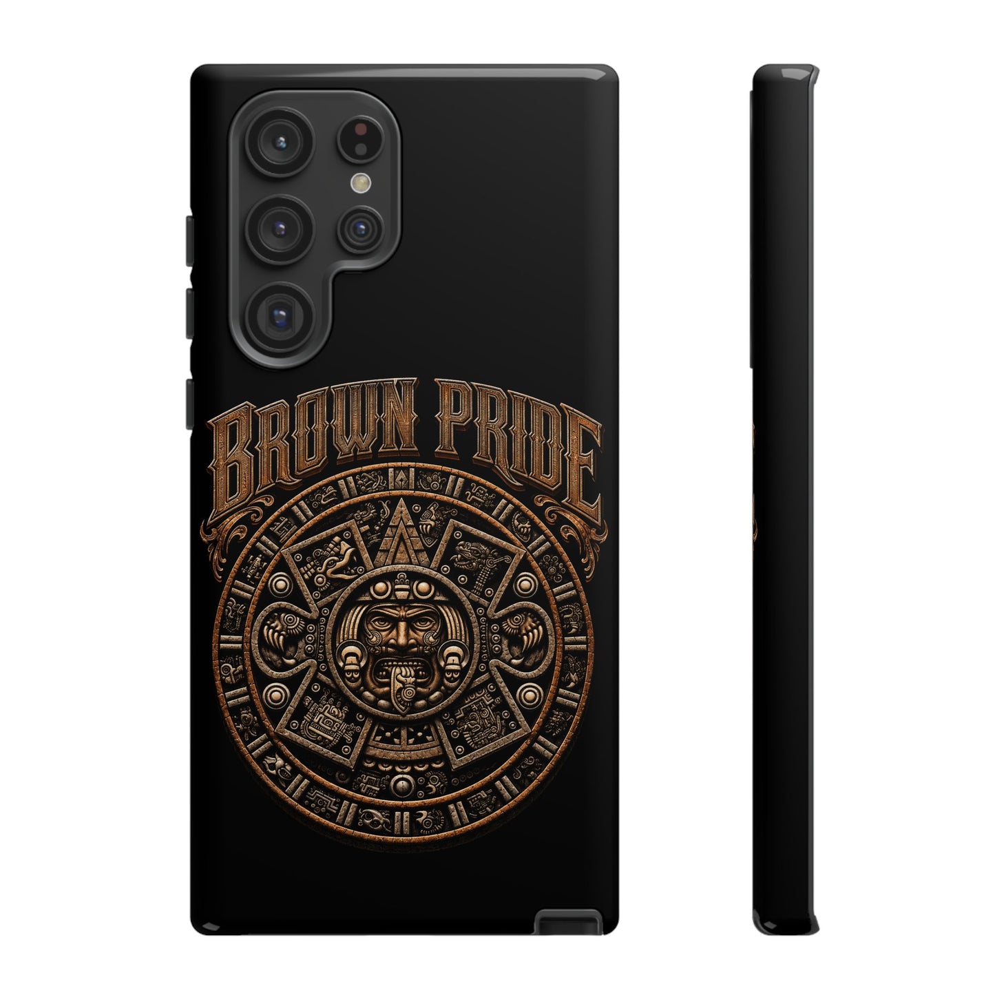 Brown Pride Aztec Calendar Illustration Phone Case | Protective Tough Case