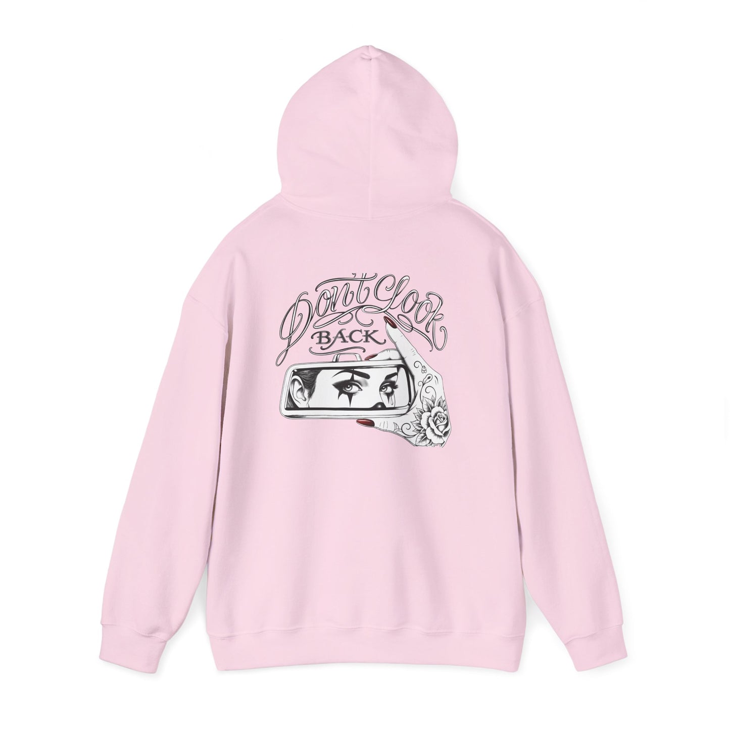 Don’t Look Back hoodie | Rearview Mirror Illustration, Rose Accent