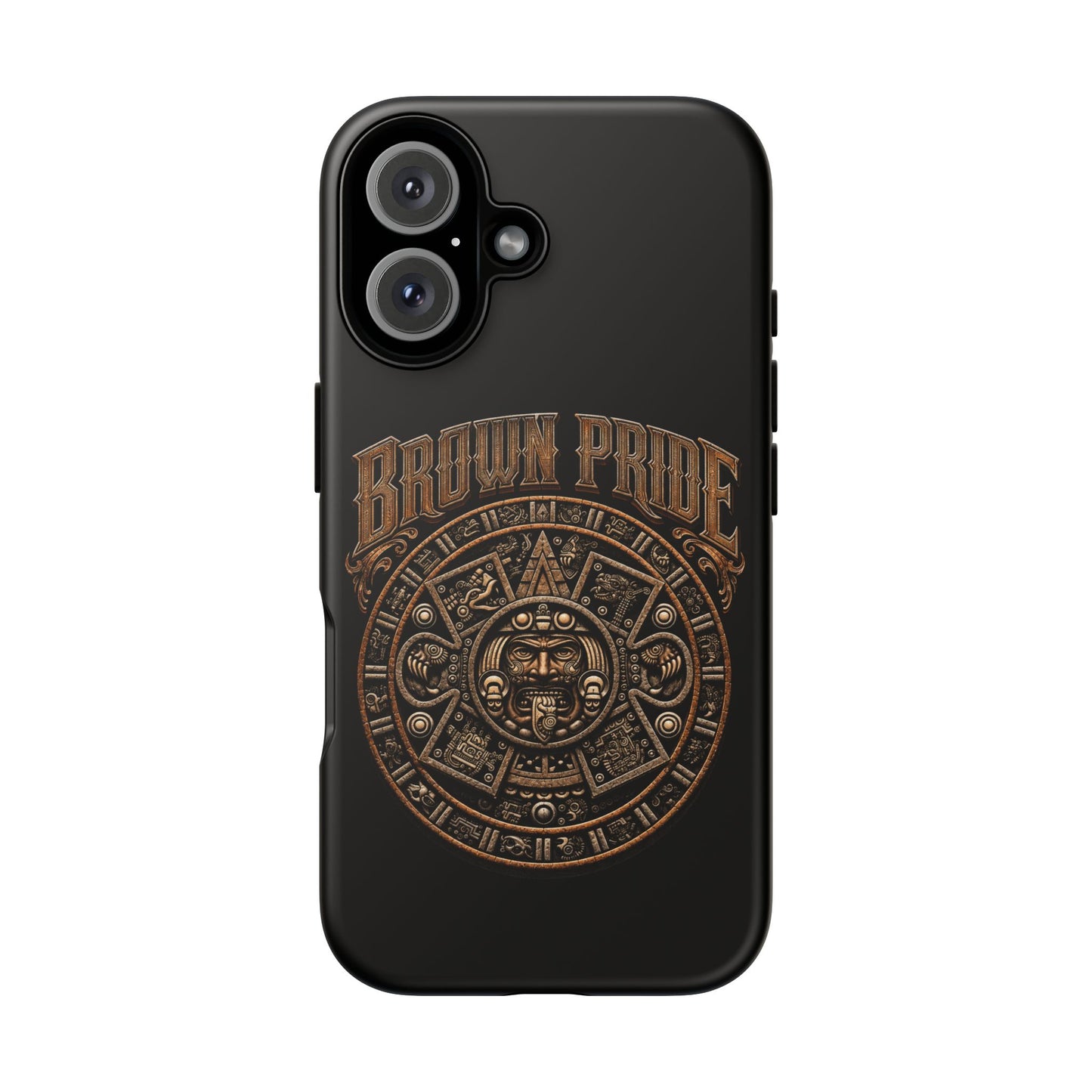 Brown Pride Aztec Calendar Illustration Phone Case | Protective Tough Case