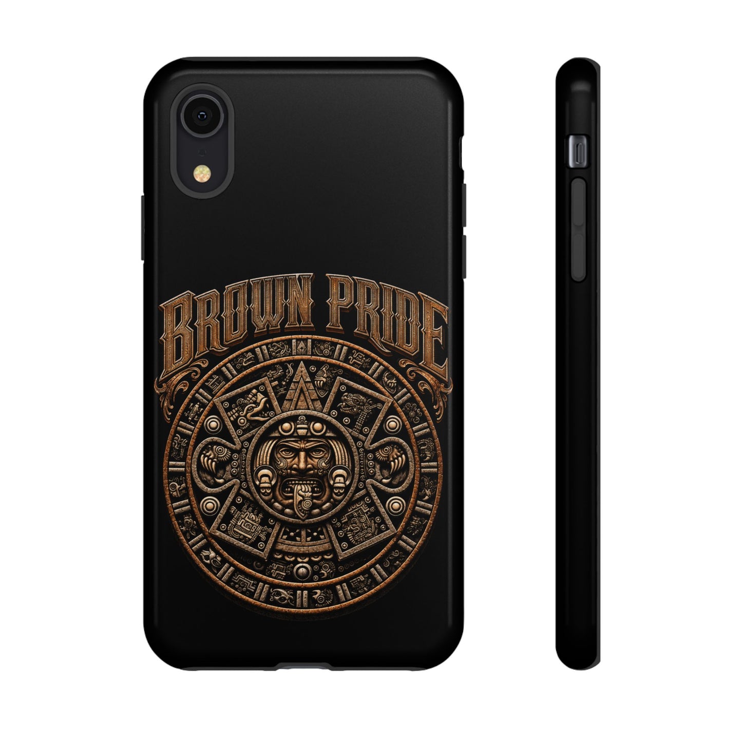 Brown Pride Aztec Calendar Illustration Phone Case | Protective Tough Case