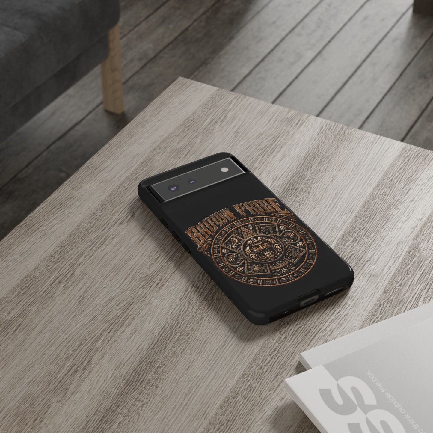 Brown Pride Aztec Calendar Illustration Phone Case | Protective Tough Case