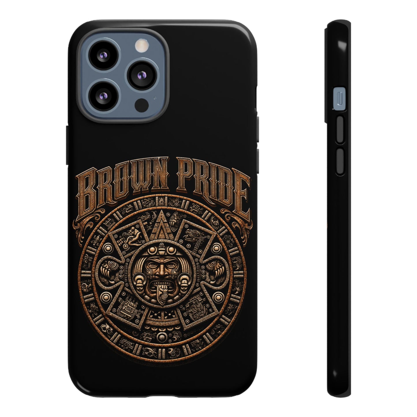 Brown Pride Aztec Calendar Illustration Phone Case | Protective Tough Case