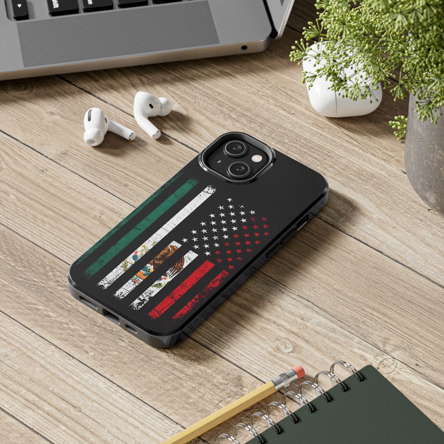 Mexican American  Distressed US–Mexico Flag Design Tough Phone Case