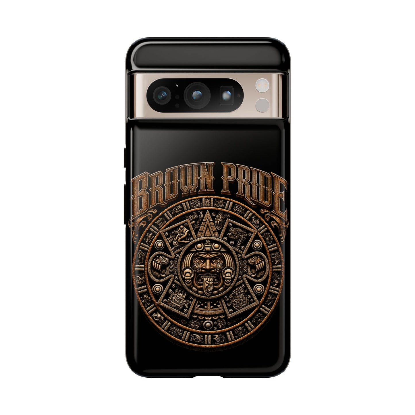 Brown Pride Aztec Calendar Illustration Phone Case | Protective Tough Case