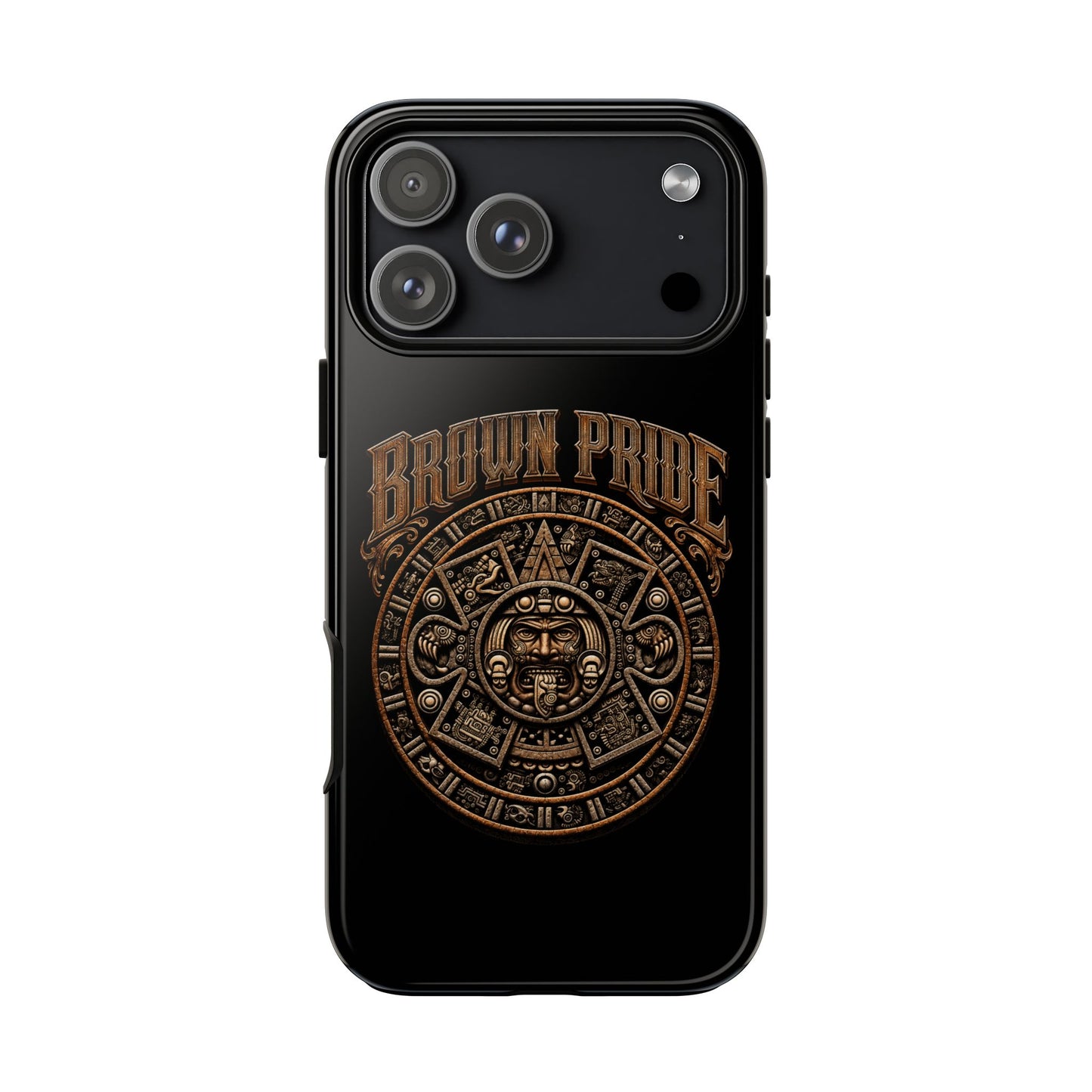 Brown Pride Aztec Calendar Illustration Phone Case | Protective Tough Case