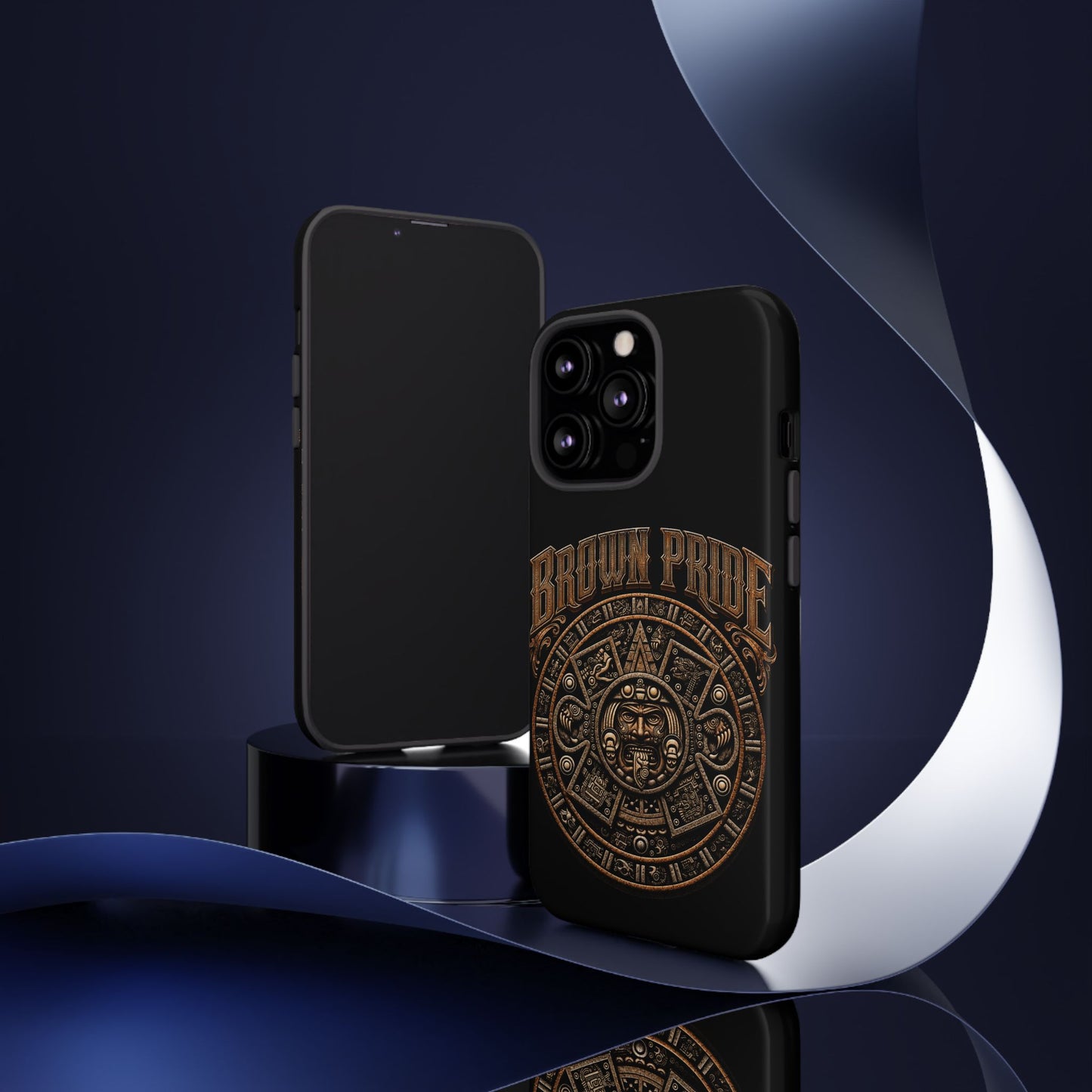 Brown Pride Aztec Calendar Illustration Phone Case | Protective Tough Case