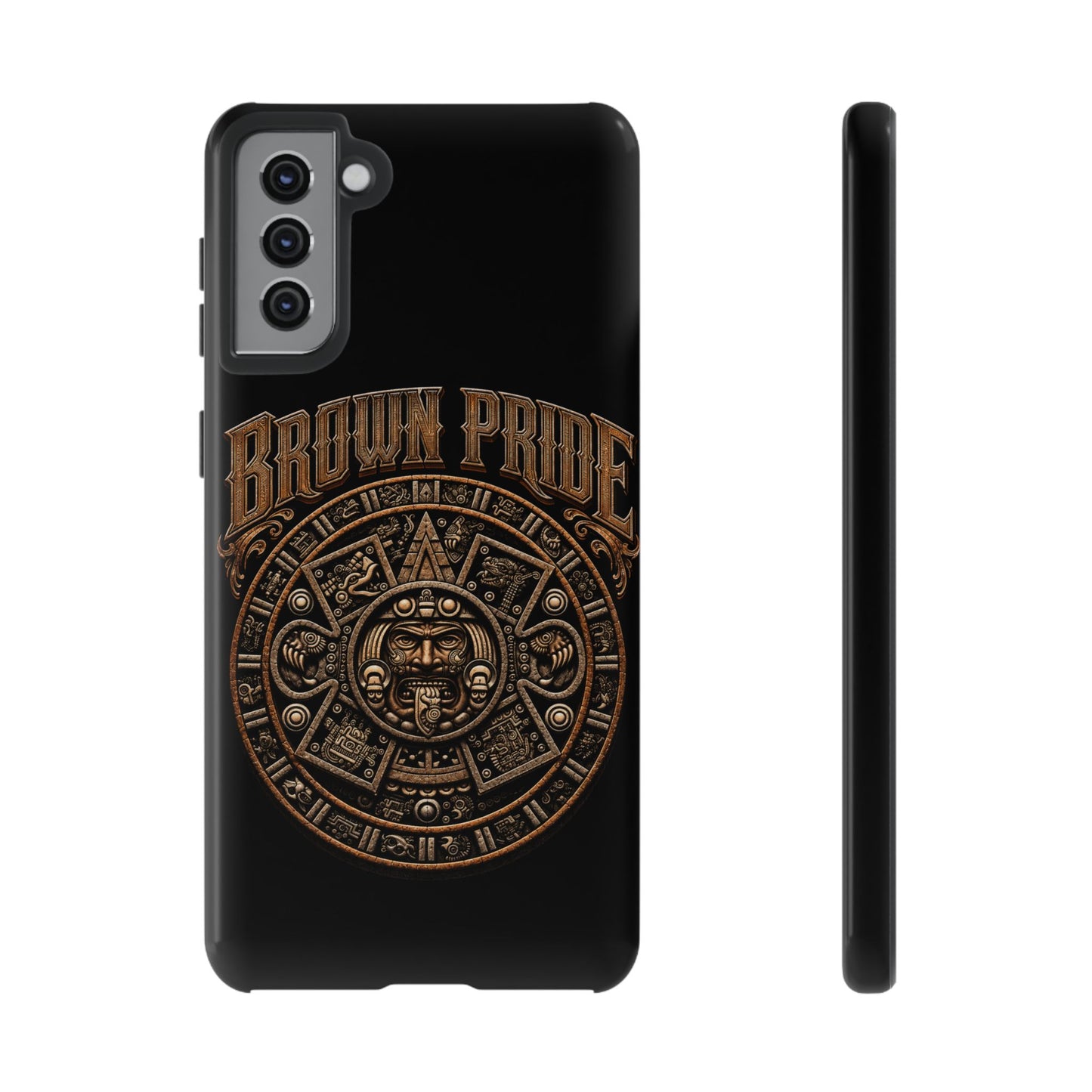 Brown Pride Aztec Calendar Illustration Phone Case | Protective Tough Case