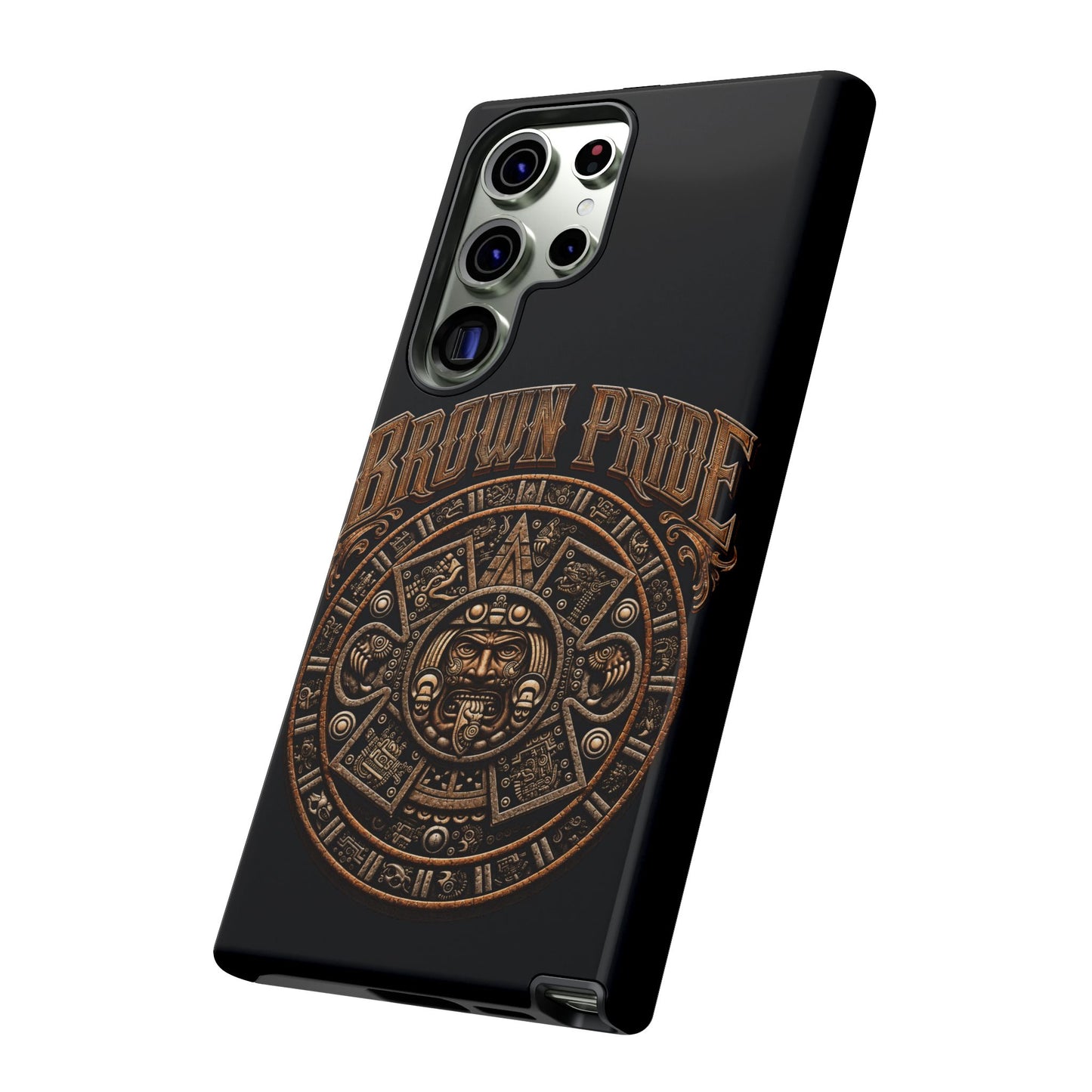 Brown Pride Aztec Calendar Illustration Phone Case | Protective Tough Case