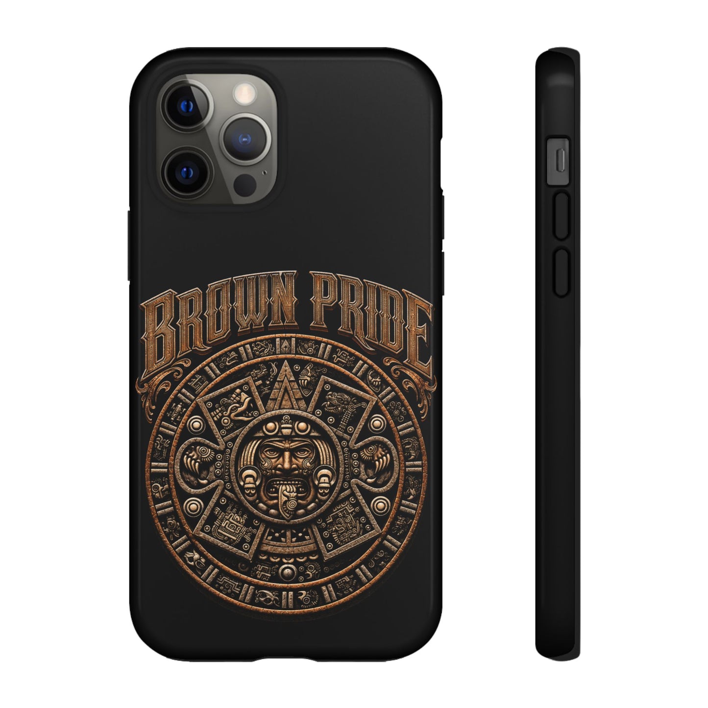 Brown Pride Aztec Calendar Illustration Phone Case | Protective Tough Case