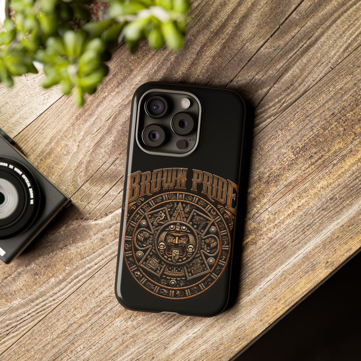 Brown Pride Aztec Calendar Illustration Phone Case | Protective Tough Case