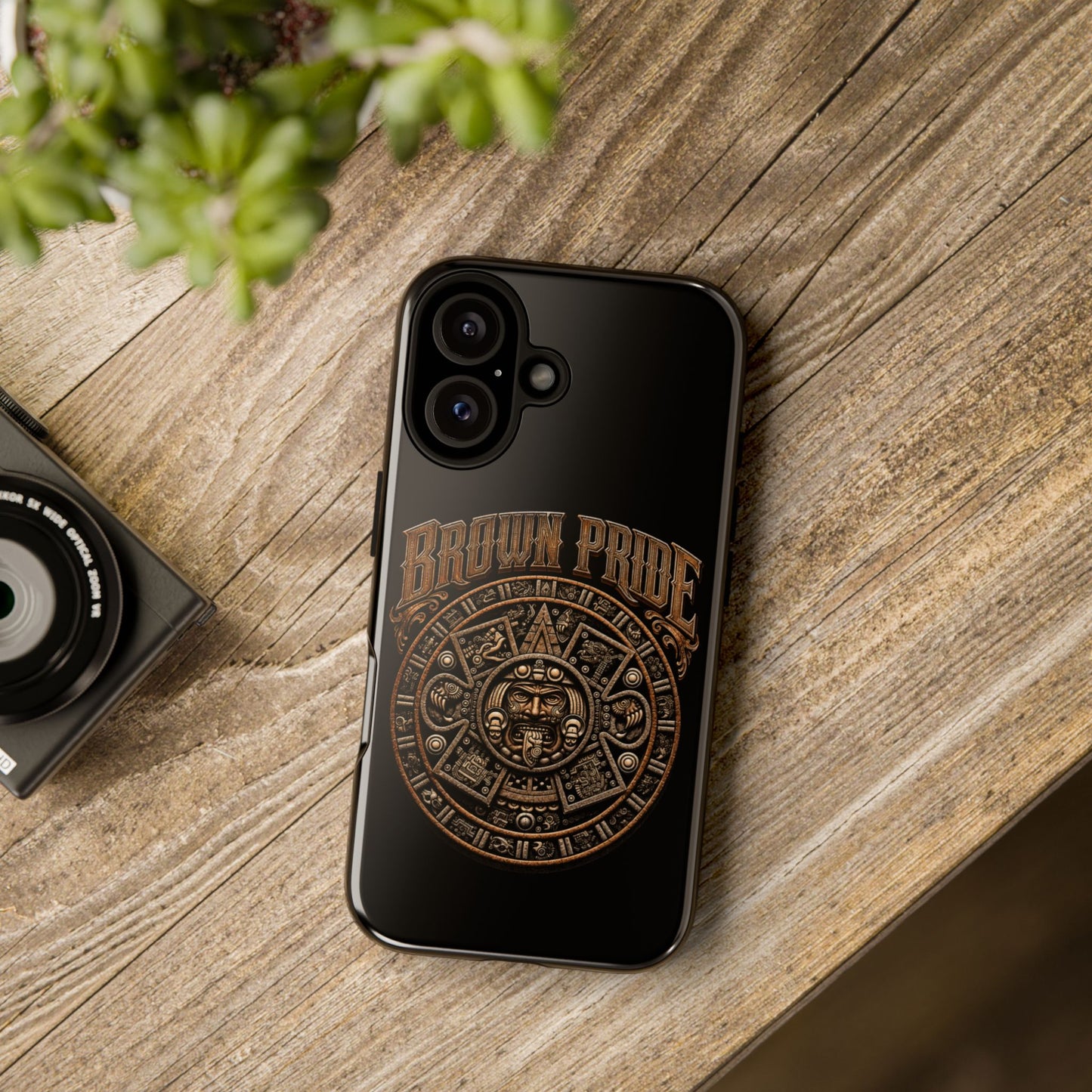Brown Pride Aztec Calendar Illustration Phone Case | Protective Tough Case
