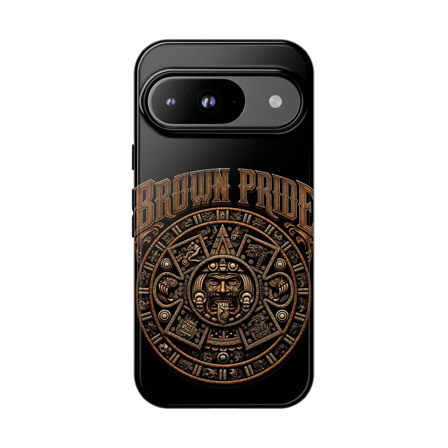 Brown Pride Aztec Calendar Illustration Phone Case | Protective Tough Case
