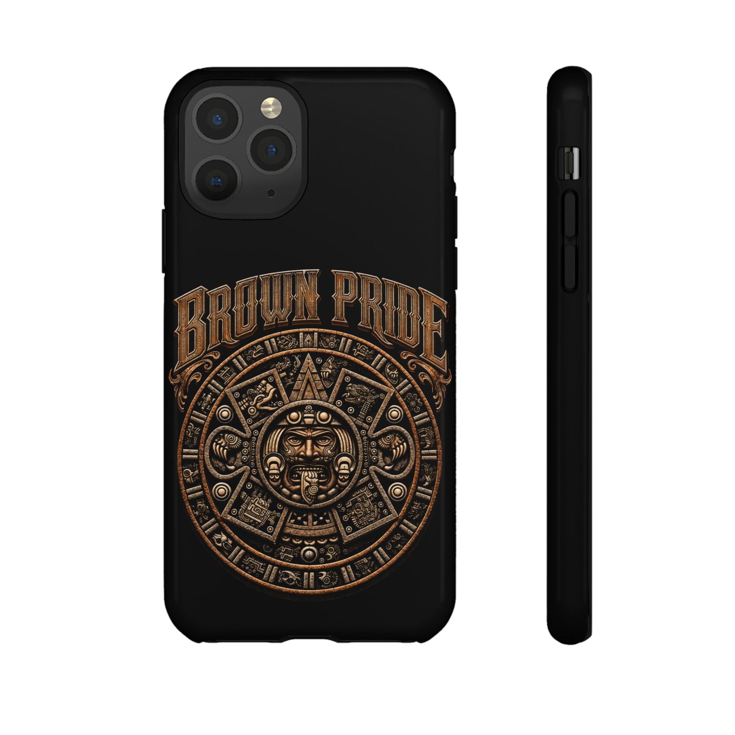 Brown Pride Aztec Calendar Illustration Phone Case | Protective Tough Case