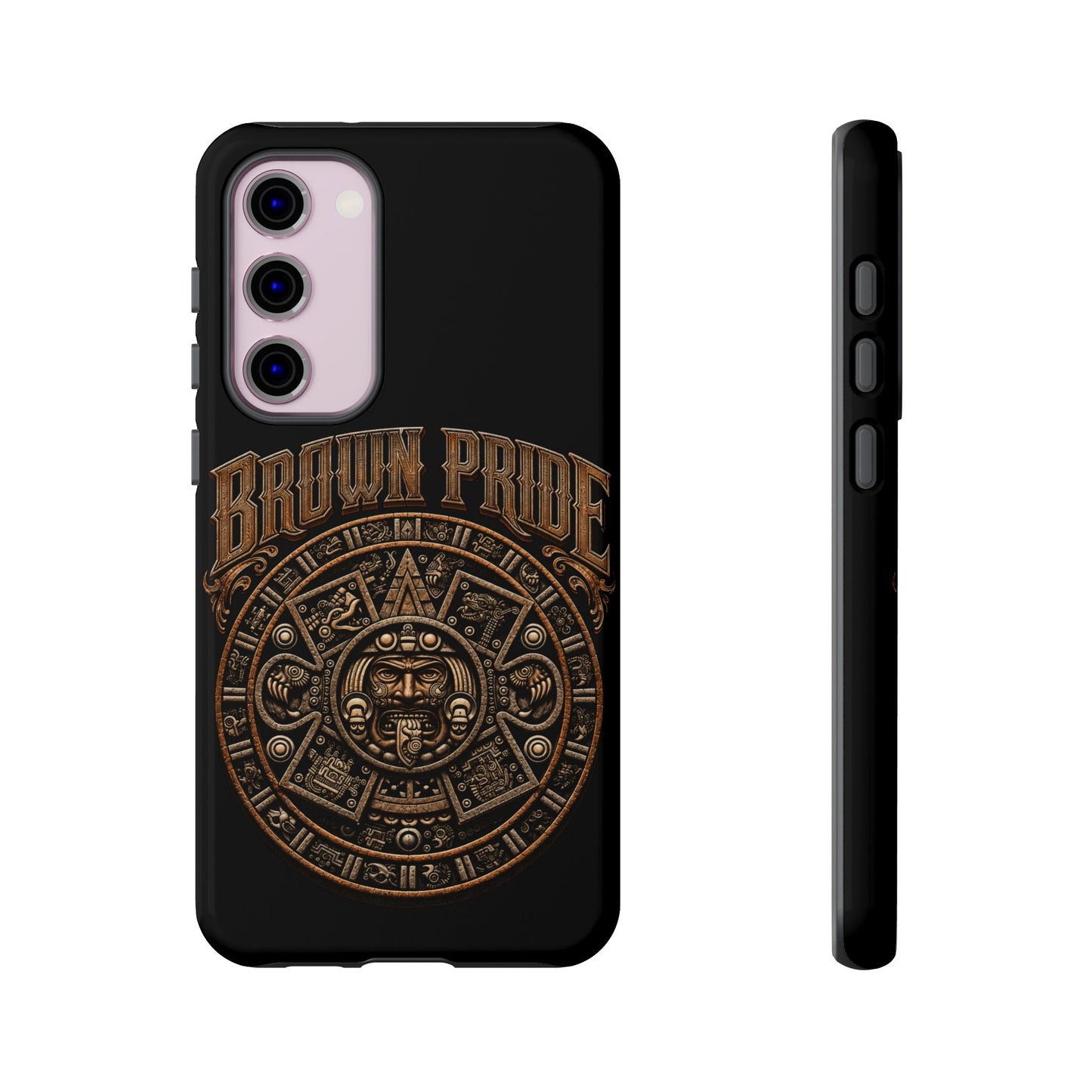 Brown Pride Aztec Calendar Illustration Phone Case | Protective Tough Case