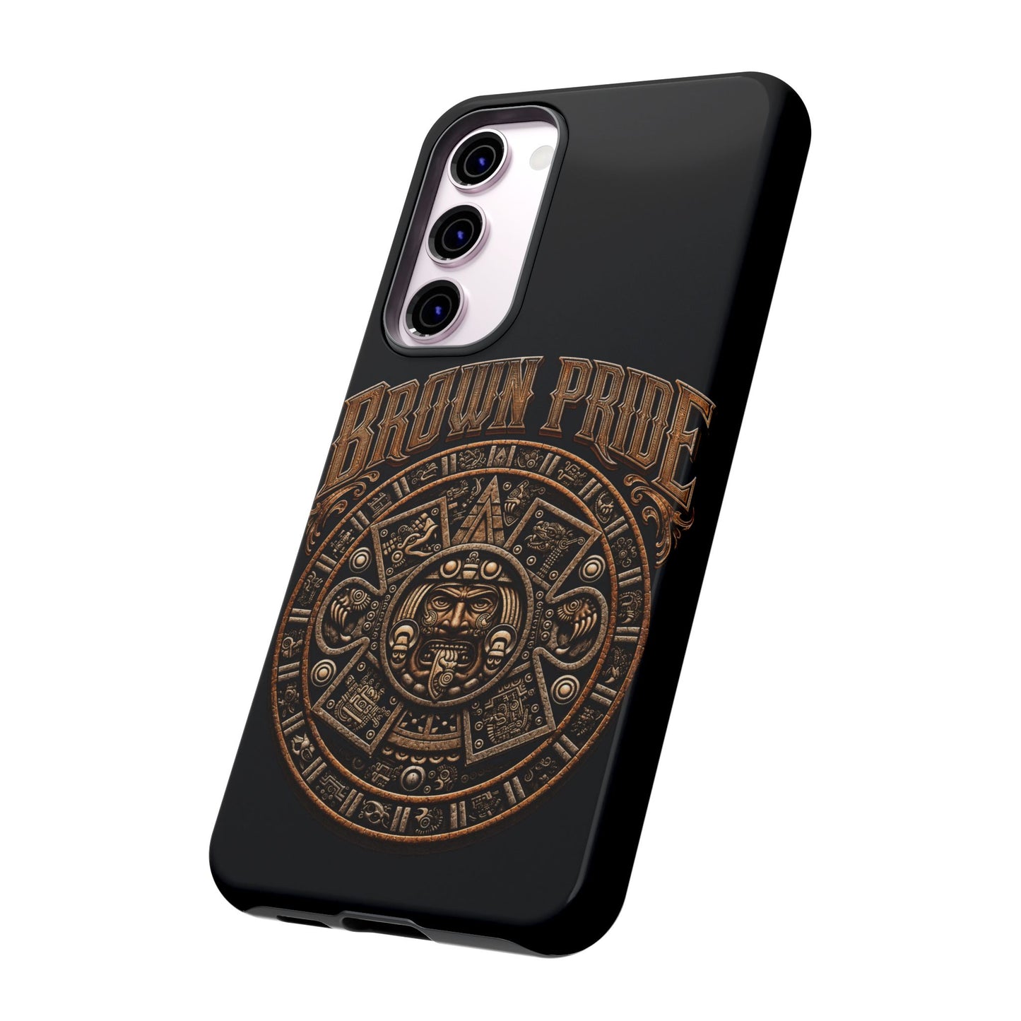 Brown Pride Aztec Calendar Illustration Phone Case | Protective Tough Case