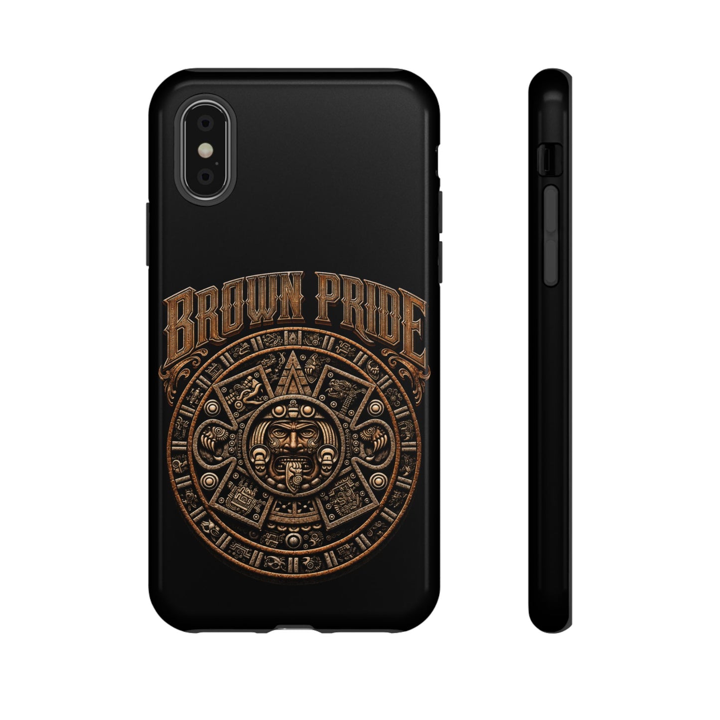 Brown Pride Aztec Calendar Illustration Phone Case | Protective Tough Case