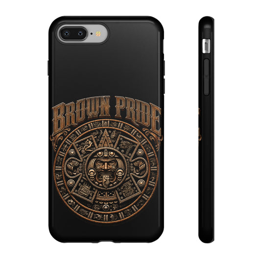 Brown Pride Aztec Calendar Illustration Phone Case | Protective Tough Case