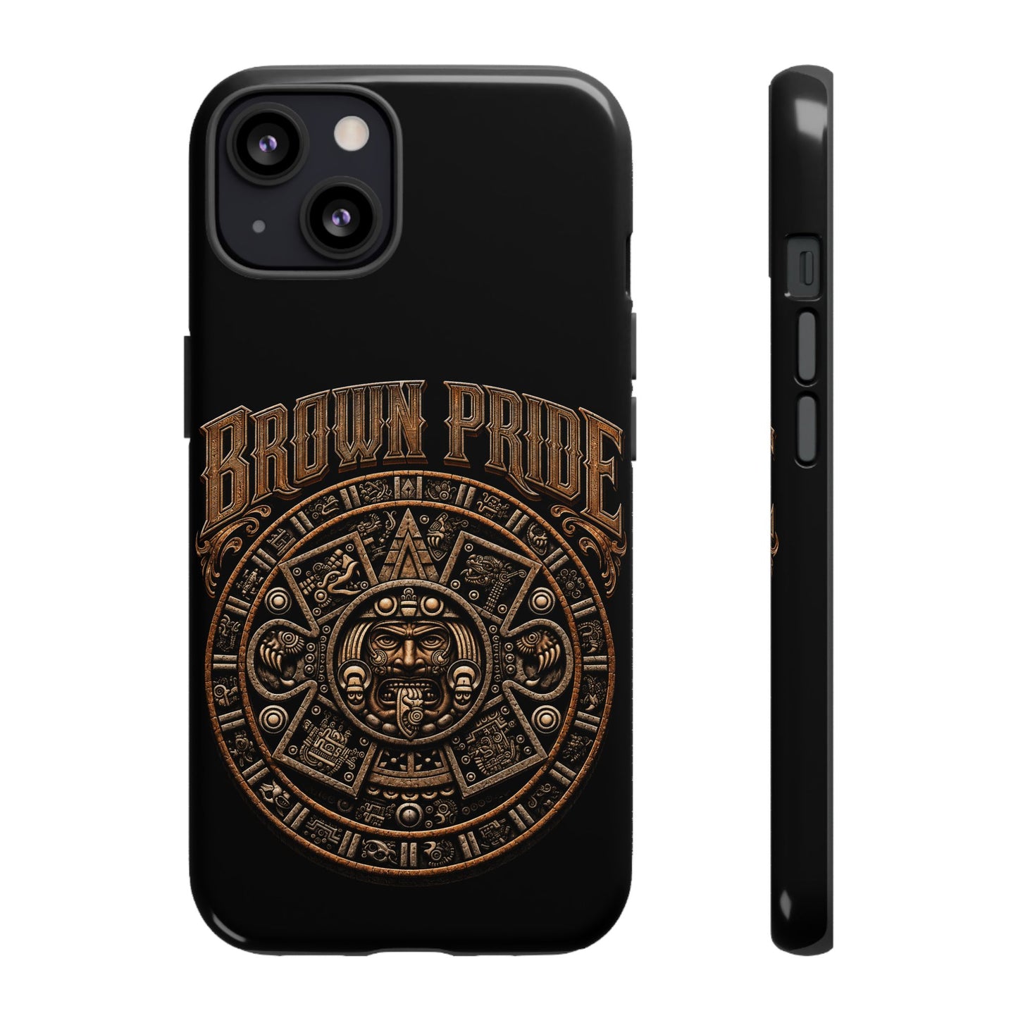Brown Pride Aztec Calendar Illustration Phone Case | Protective Tough Case