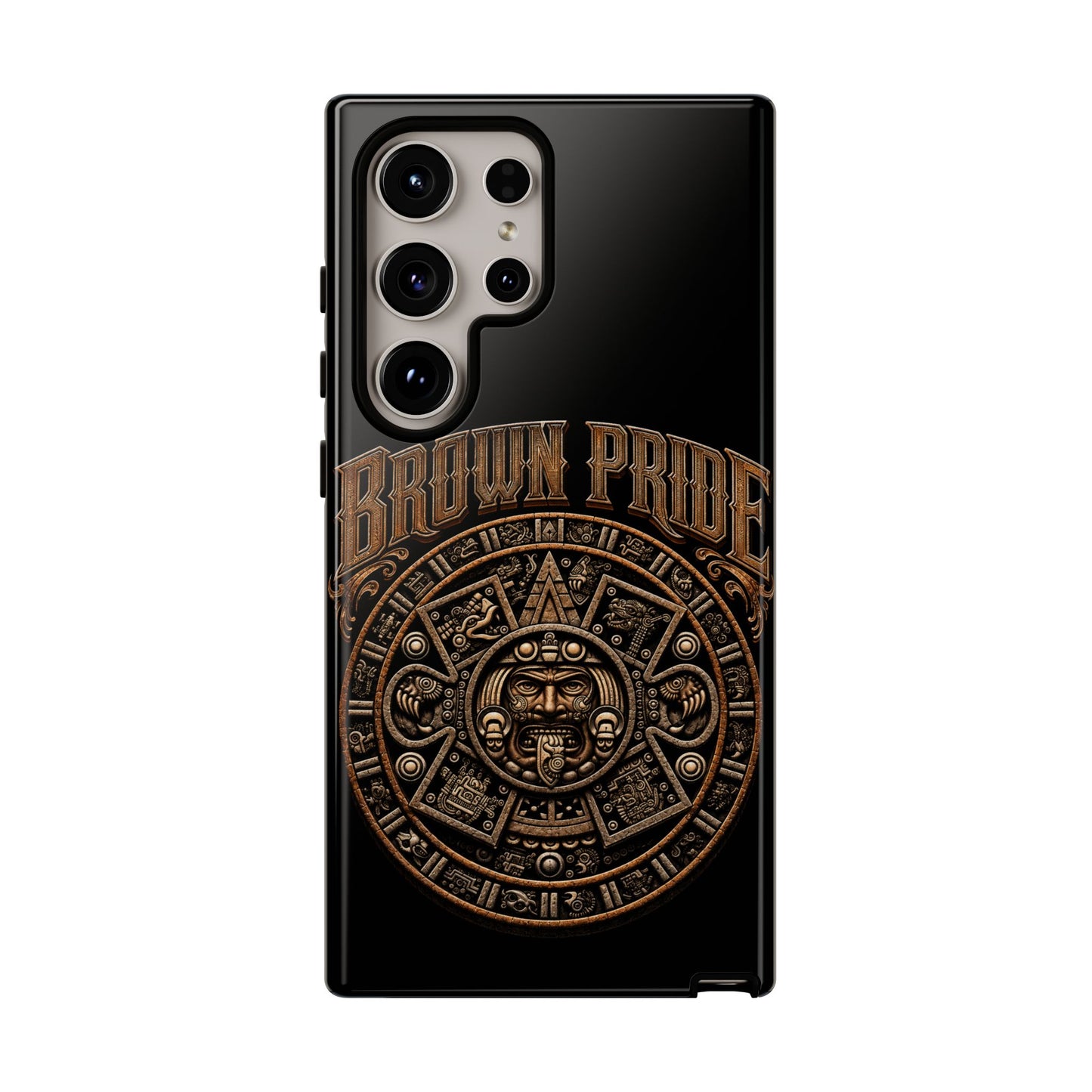 Brown Pride Aztec Calendar Illustration Phone Case | Protective Tough Case