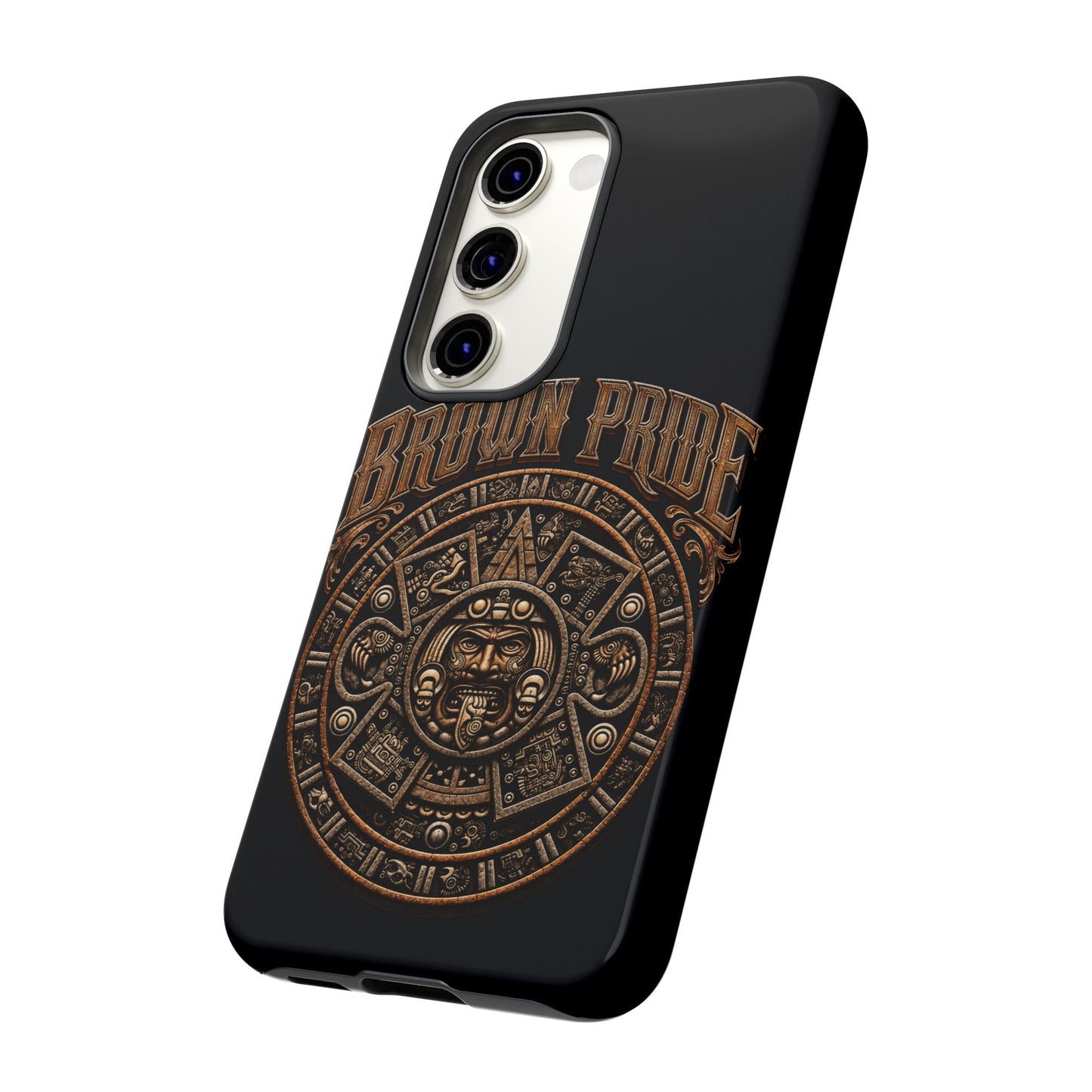 Brown Pride Aztec Calendar Illustration Phone Case | Protective Tough Case