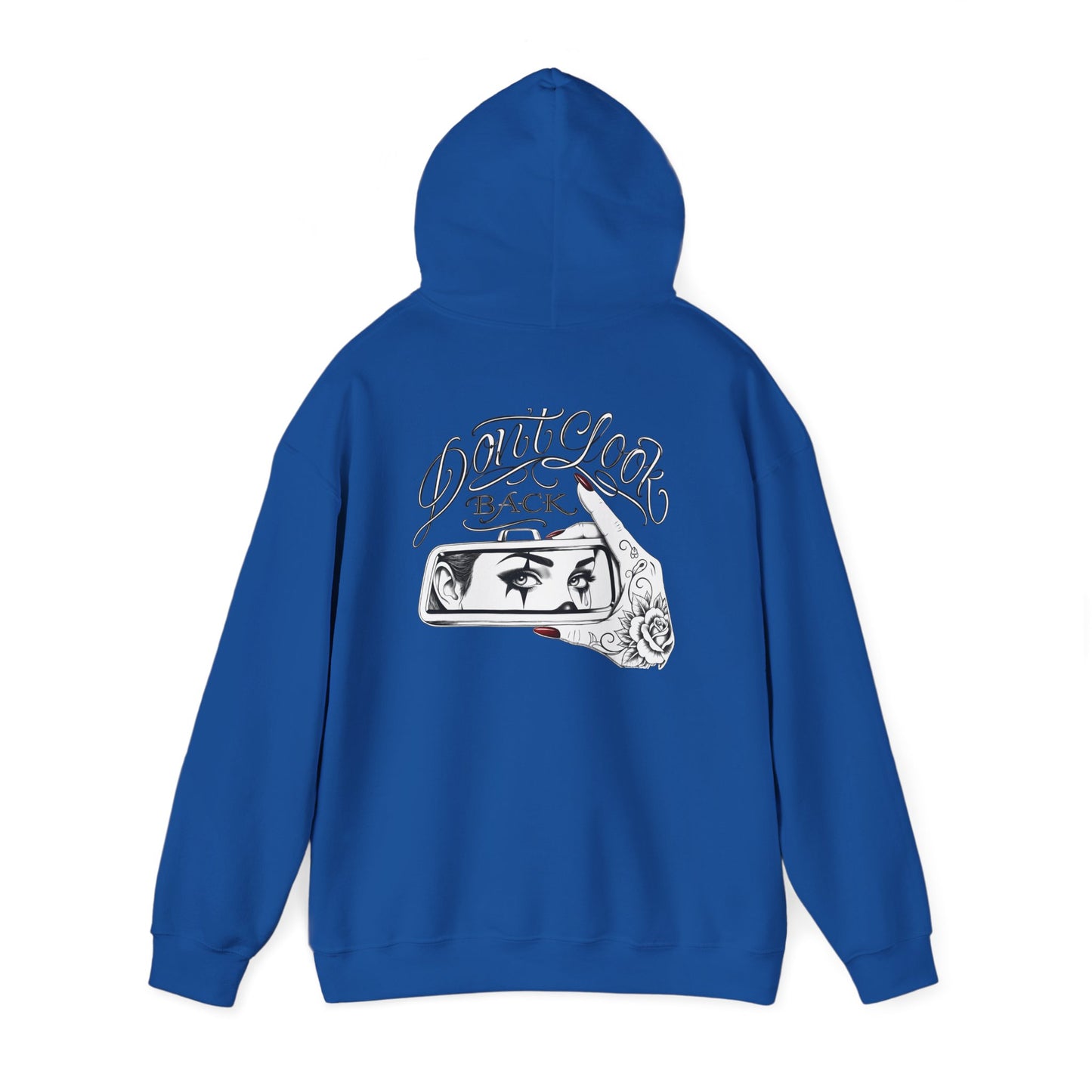 Don’t Look Back hoodie | Rearview Mirror Illustration, Rose Accent