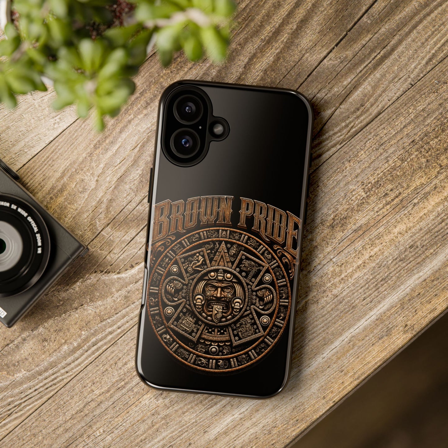 Brown Pride Aztec Calendar Illustration Phone Case | Protective Tough Case
