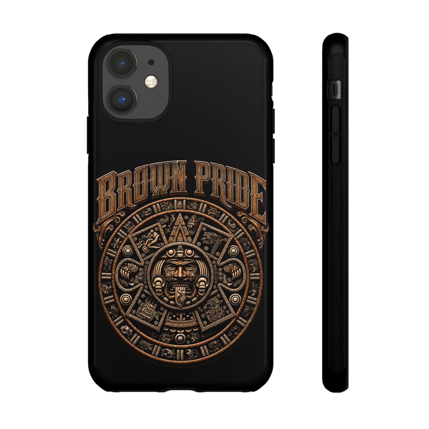 Brown Pride Aztec Calendar Illustration Phone Case | Protective Tough Case