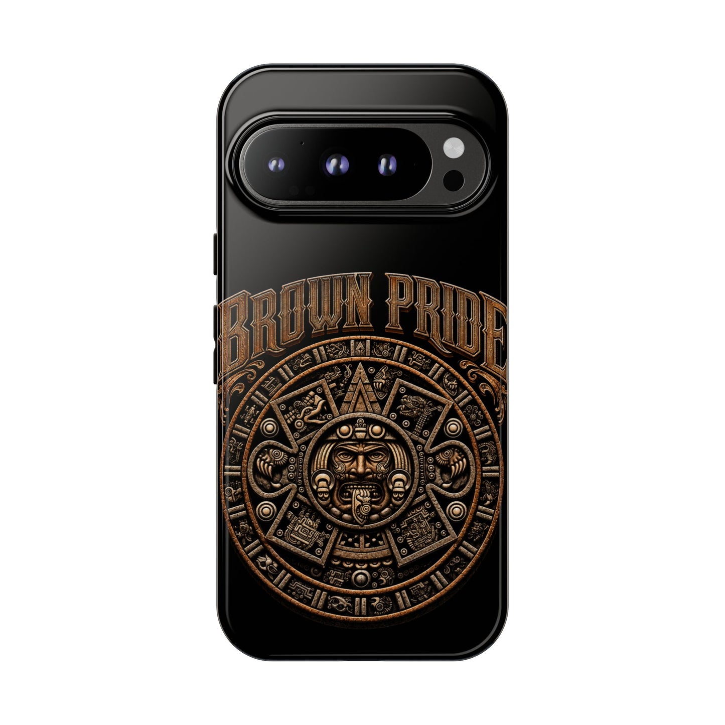 Brown Pride Aztec Calendar Illustration Phone Case | Protective Tough Case