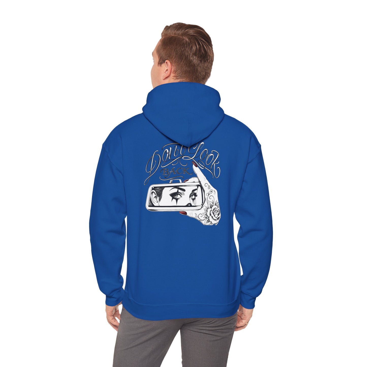 Don’t Look Back hoodie | Rearview Mirror Illustration, Rose Accent