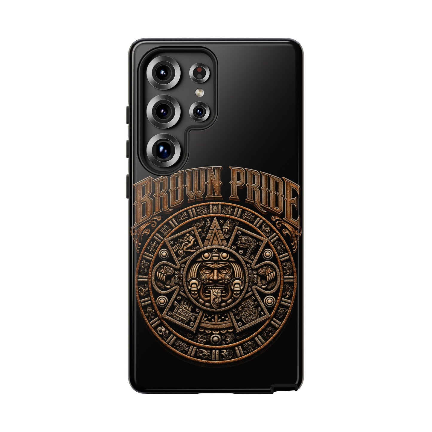 Brown Pride Aztec Calendar Illustration Phone Case | Protective Tough Case
