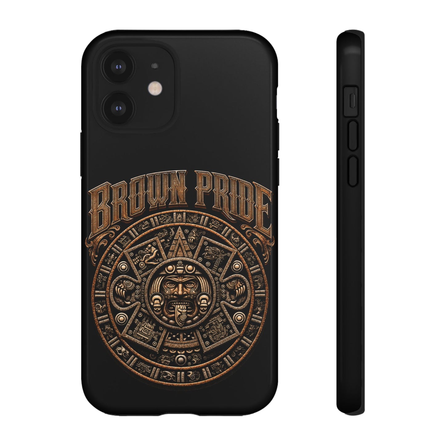 Brown Pride Aztec Calendar Illustration Phone Case | Protective Tough Case