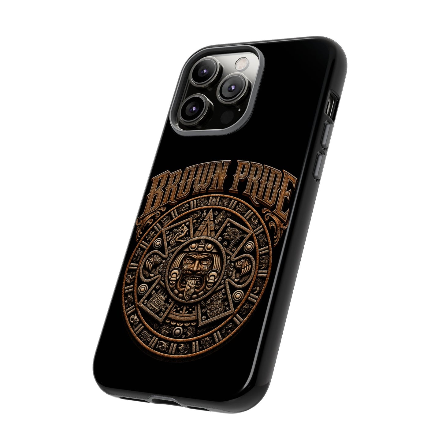 Brown Pride Aztec Calendar Illustration Phone Case | Protective Tough Case