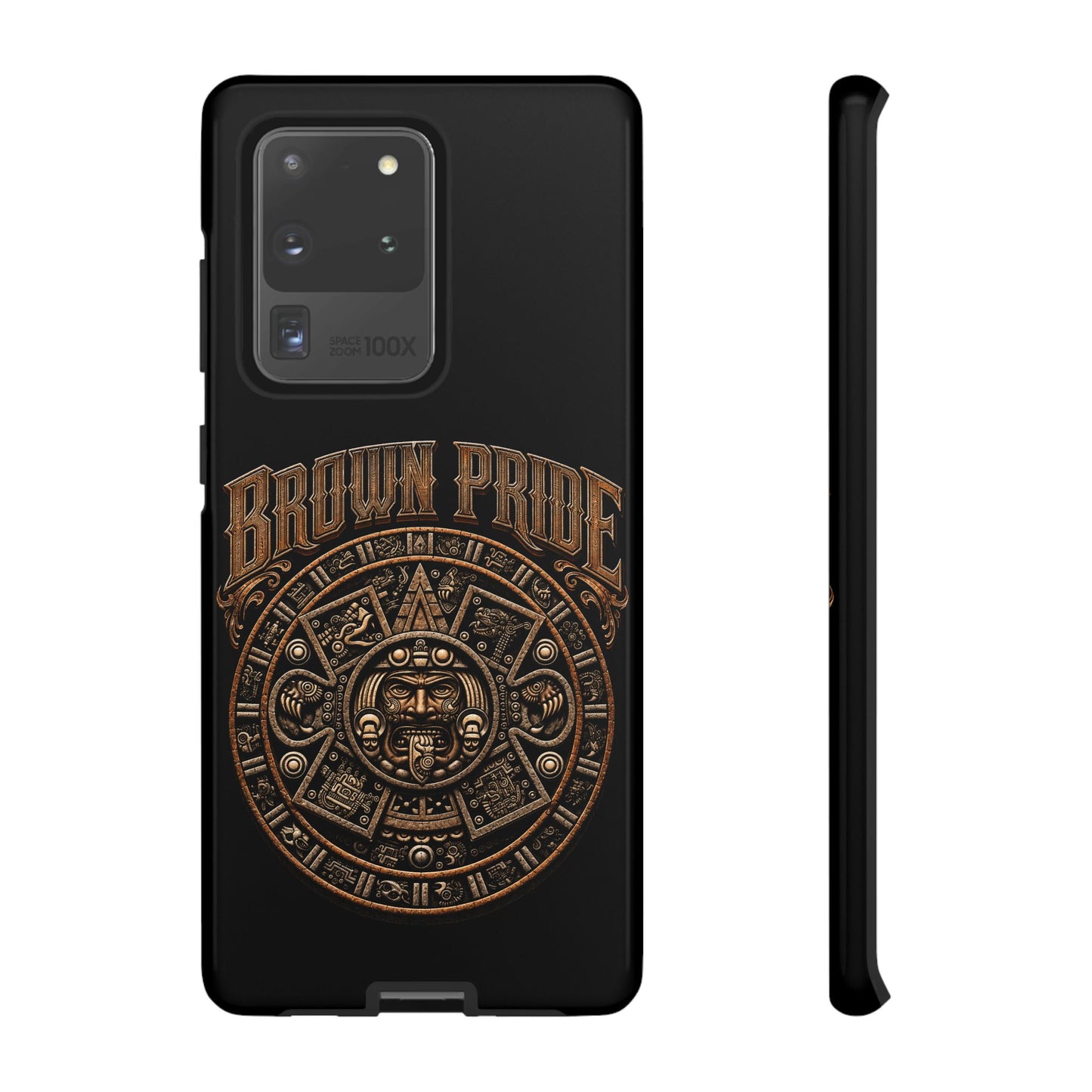 Brown Pride Aztec Calendar Illustration Phone Case | Protective Tough Case